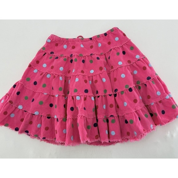 Mini Boden Girl's Pink Polka Dot Corduroy Tiered Ruffle Skirt Size 3-4 Years - Picture 7 of 9